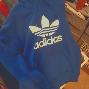 Adidas Blue Trefoil Logo Hooded Sweatshirt